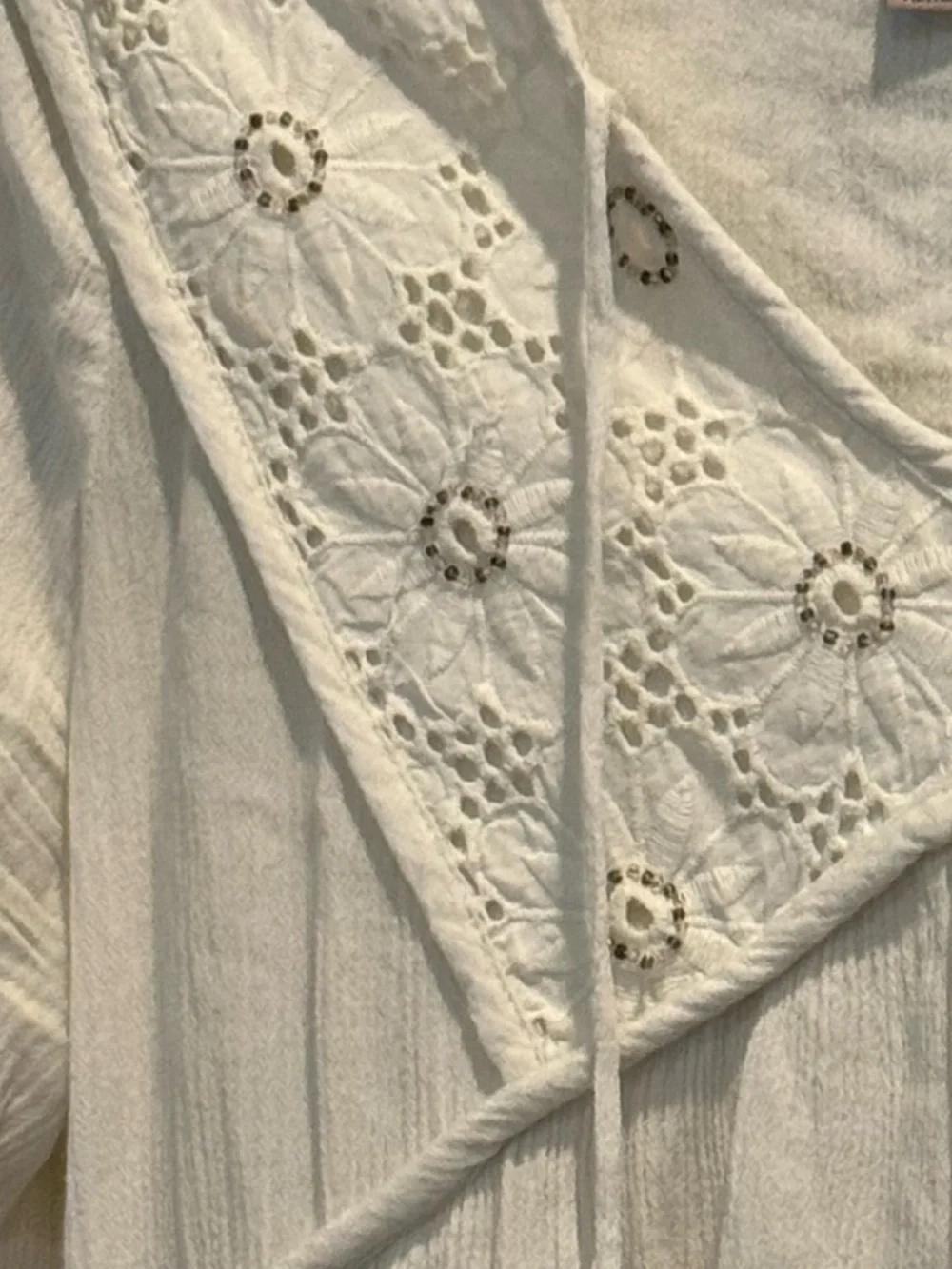 Knox Rose Ivory Crochet-Trim Long Sleeve Tiered  Boho Dress Size S - Picture 4 of 14